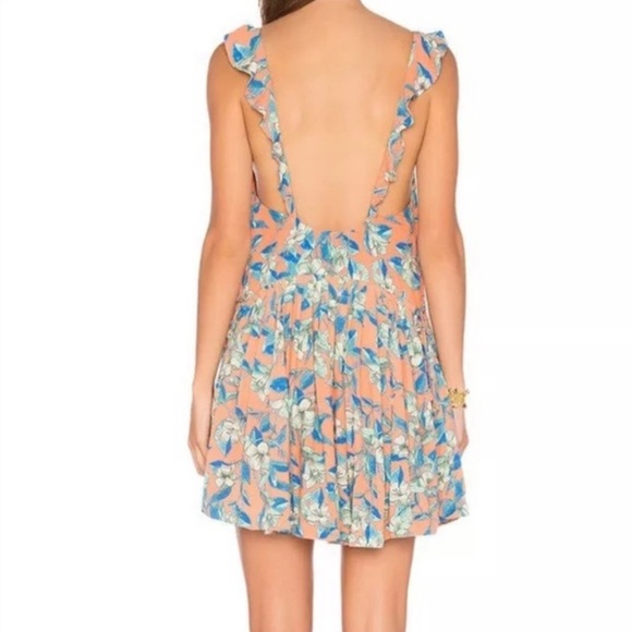 NWT $98R Free People Dear You Backless Mini Dress. Size L. Orange Floral - Picture 5 of 9